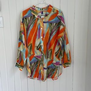 Multicolor, breezy, button down tunic